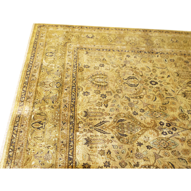 Tapis beige et chameau noué à la main de haute qualité