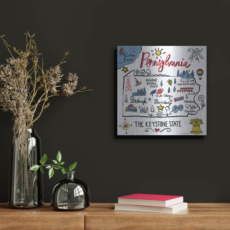  «Pennsylvania» par Farida Zaman, art mural en métal, 12 po x 12 po, H 12 po x l 12 po