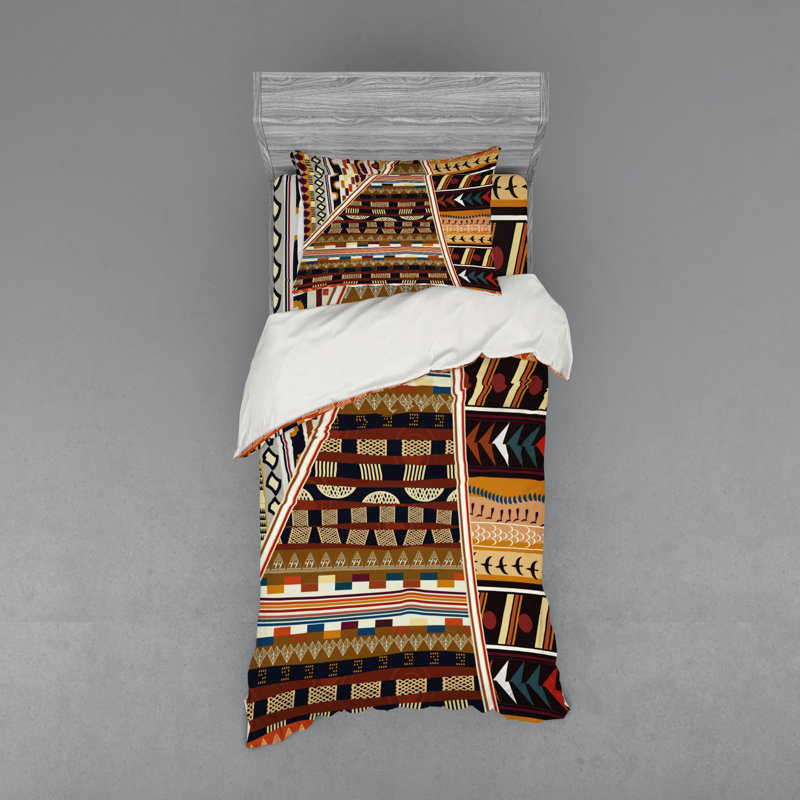 Rustic Polyester Geometric Shapes Duvet Cover, Twin Duvet Cover + 2 Additional Pieces