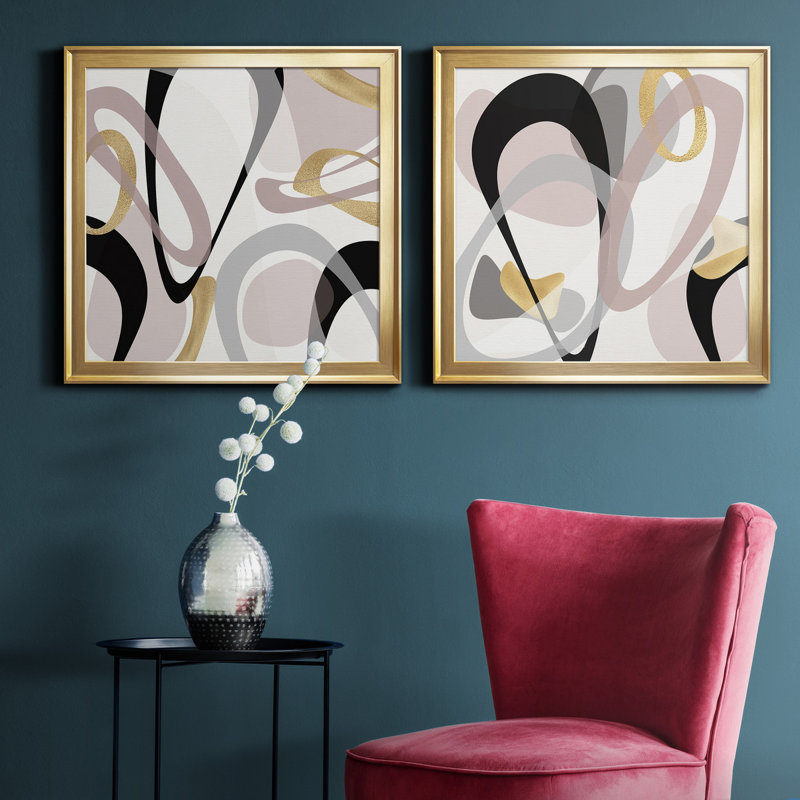 «Rumble Golden I», ensemble de 2 impressions sur toile encadrées, H 26,5 po x l 53 po x P 1,5 po, Or