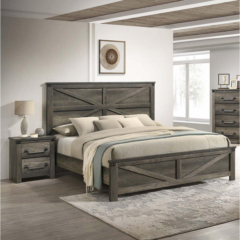 Ensemble de 3 tables de chevet de style très grand rustique gris 3 pièces, Grand