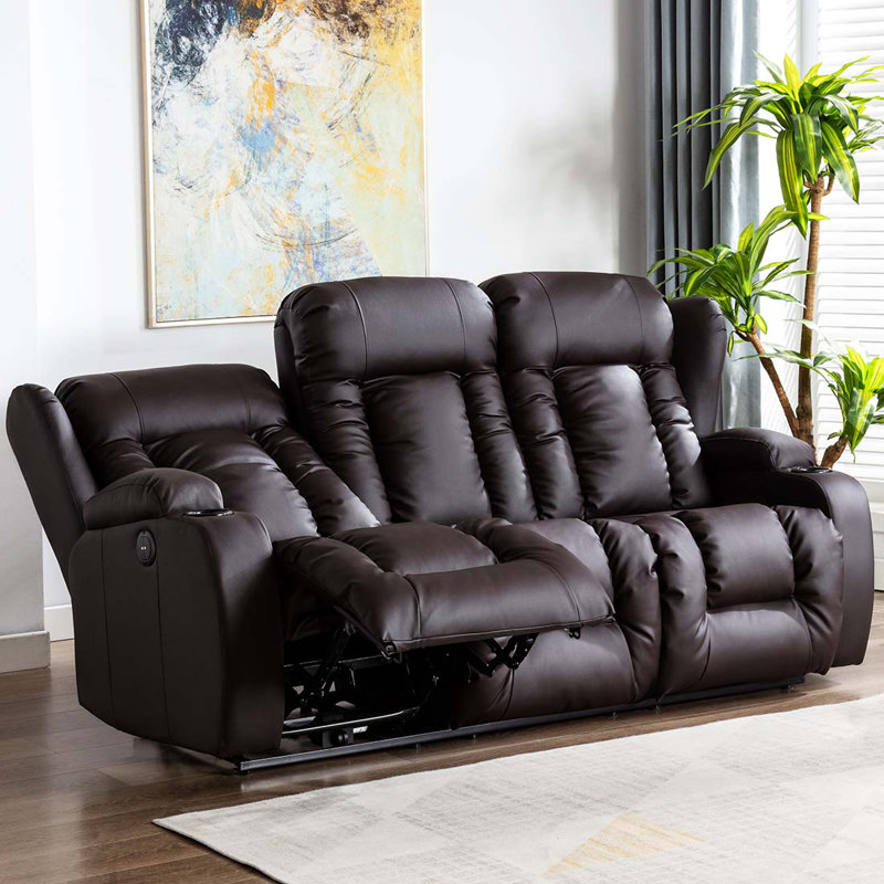 Deneishia 3 Seater Reclining Sofa, Brown