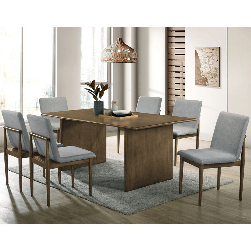 Ensemble de salle à manger en bois massif 7 pièces Chislett, 7 pièces : table, 6 chaises