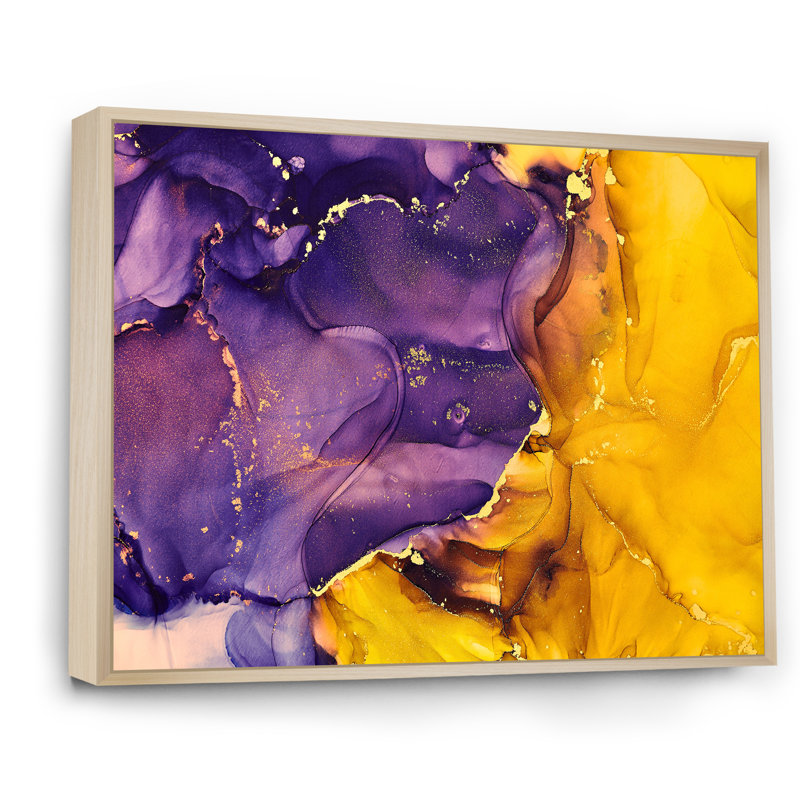«Mauve et or», impression sur toile, Cadre flottant en érable, H 30 po x l 40 po