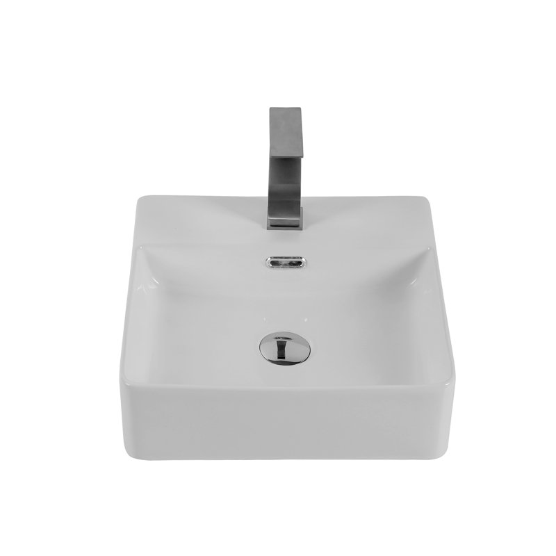 Lavabo de comptoir en céramique pour salle de bain - Design attrayant blanc brillant de qualité