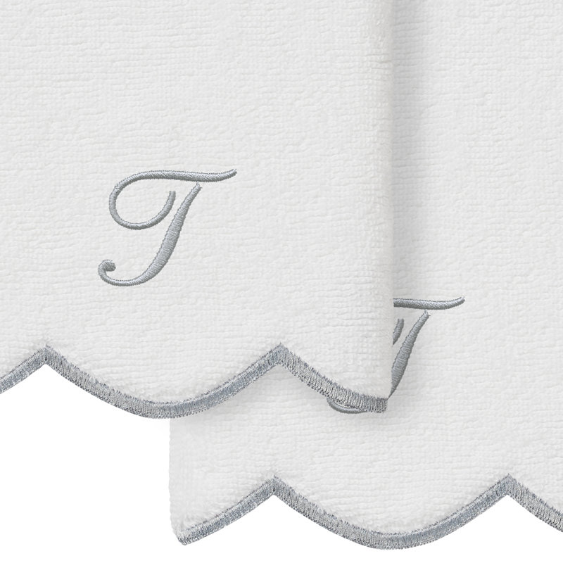Ensemble de serviettes Linum Home Textiles 100% coton turc ADORNIA, T, Blanc / Gris, Ensemble de 2 serviettes à doigts