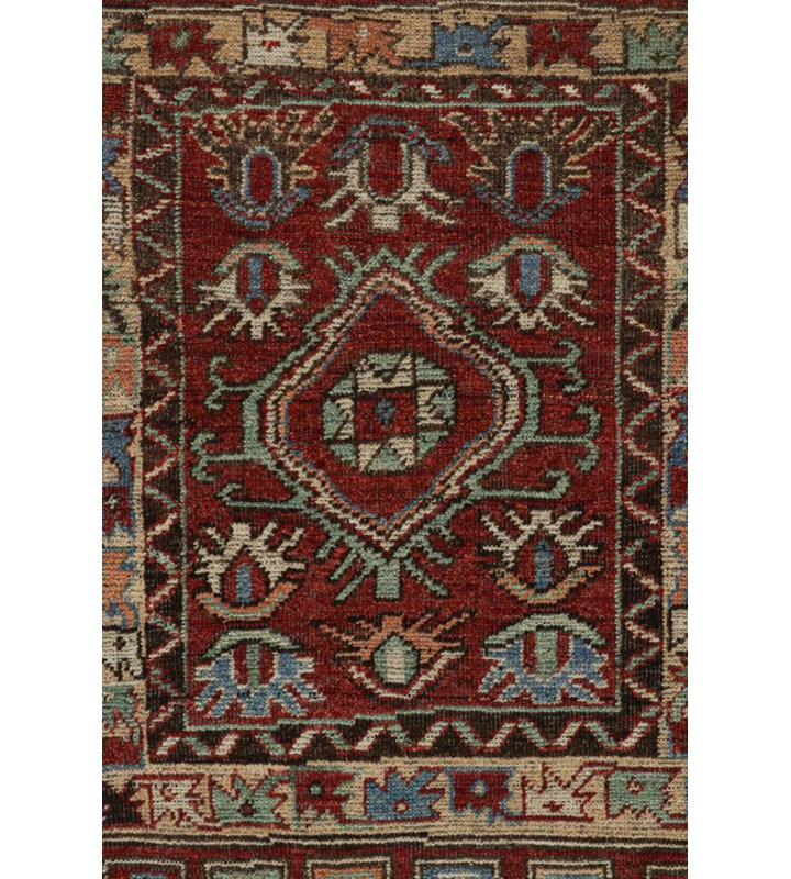 Burano Hand Knotted Wool Geometric Area Rug, Rectangle 4' x 5'