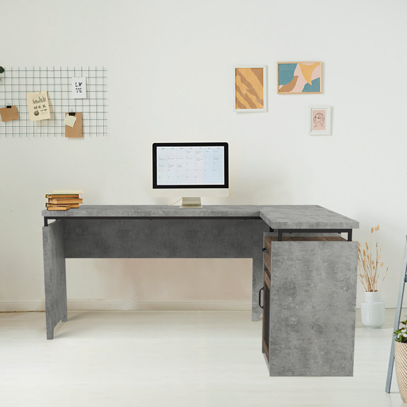 Bureau d'écriture simple en L avec rangement