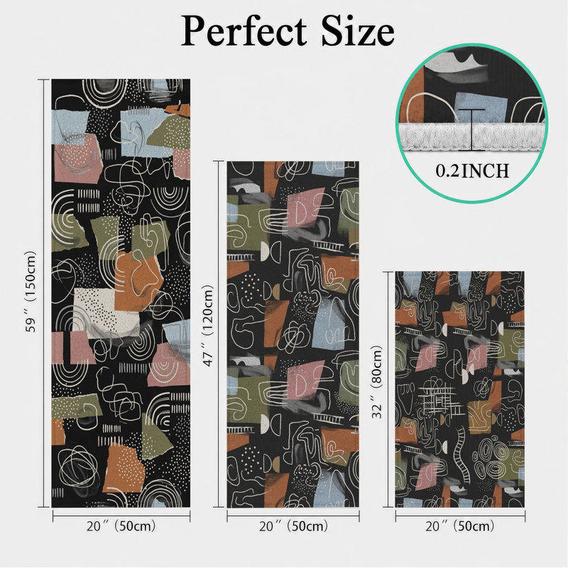 Abstract Shapes Non-Slip Washable Kitchen Mats