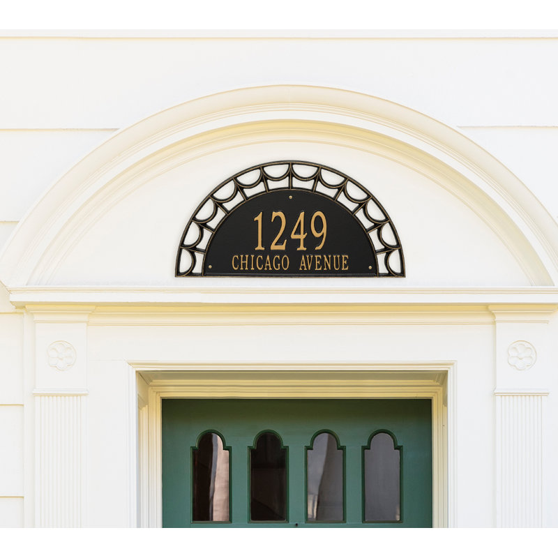 Signature Series 2-Line Wall Address Plaque, Black, Gold, Yes