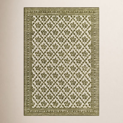Anders Green Floral Wool Rug