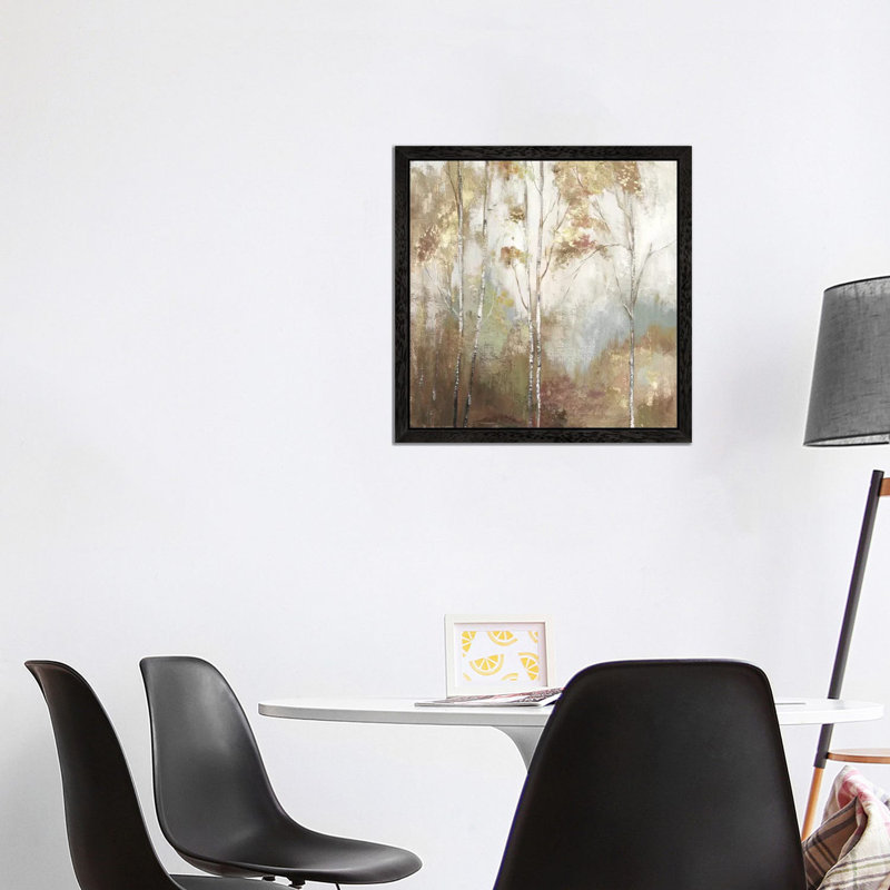 Fine Birch II by Allison Pearce - Painting on Canvas, 45.72 cm H x 45.72 cm W, Black Framed