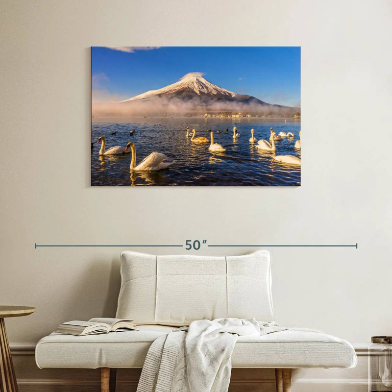Cygnes d'Alvord près du mont Fuji, H 26 po x l 39 po