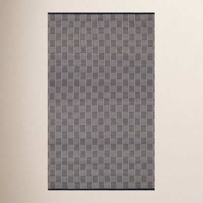 Navy Hand-Woven Geometric Outdoor Rug