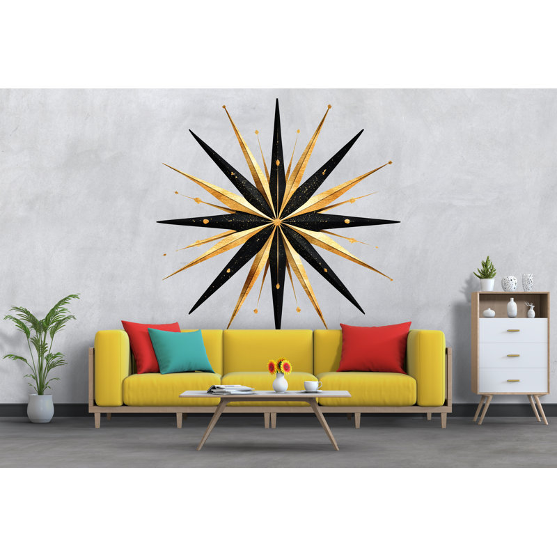 Adhésif décoratif étoile dorée dorée - Grande décoration murale céleste 025Mv, H 30 po x l 30 po