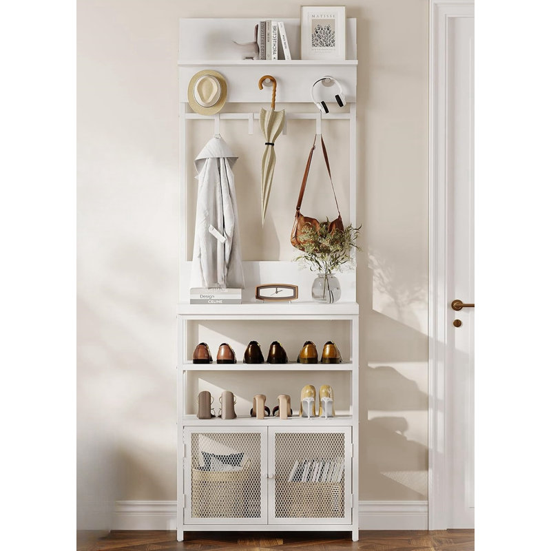 Iron Hall Tree with Bench and Shoe Storage