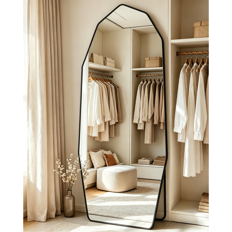 Full Body Mirror, Diamond Full-Length Mirror - Independent, Wall Mounted, And Tilted Large Floor Mirrors, 71" x 32"
