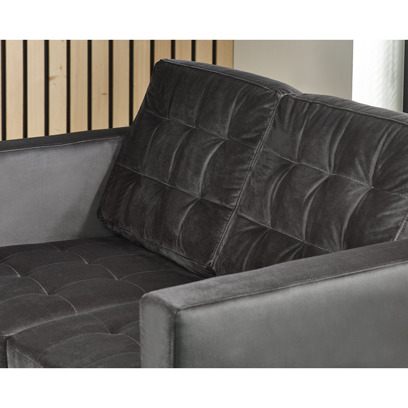 Jodi Velvet Sofa - Upholstered Modern Retro Fabric Stylish & Contemporary, 2 Seater, Dark Grey