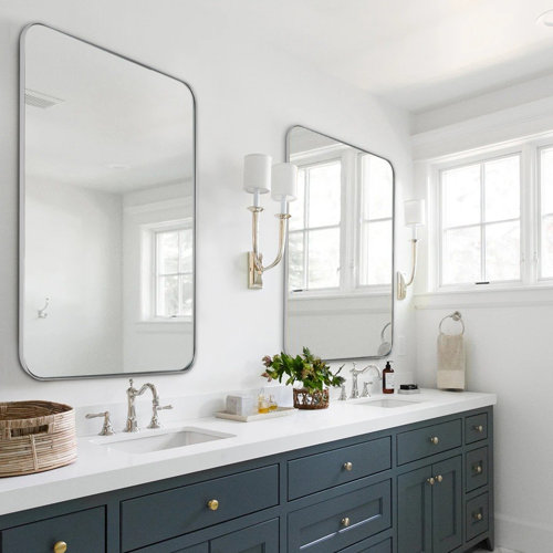 Wayfair | Rectangle Silver Wall Mirrors You'll Love in 2023