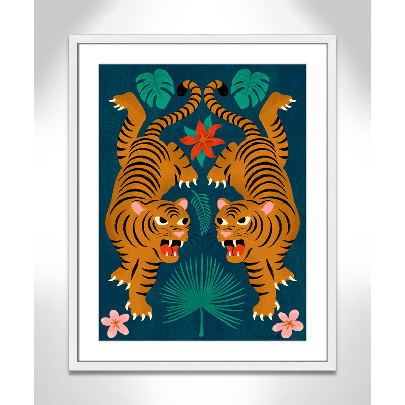 «Jungle Tigers Print» par Cantwell, Satin White, L 23,5 po x H 29,5 po, Imprimé mat