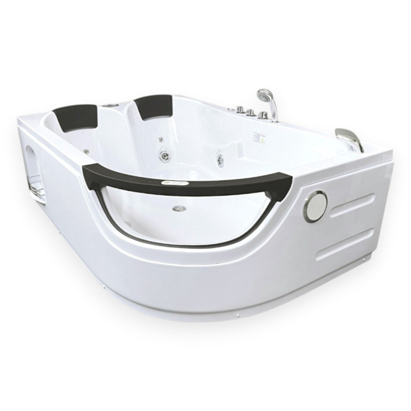 LUNA 71" x 47" 2-Person White Whirlpool Bathtub with Dual Pump