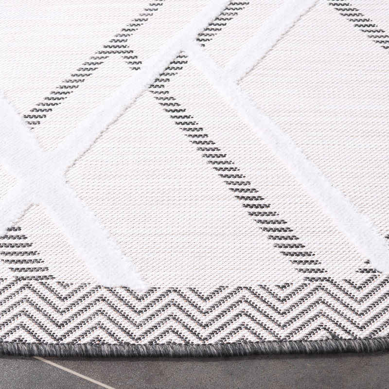 Tapis d'intérieur / extérieur à motif géométrique Kenenth Performance, Rond 6 pi 5 po