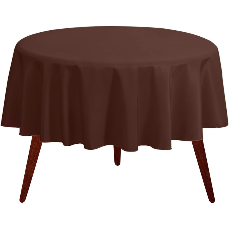 Ambee Round No Pattern Polyester Tablecloth, 70" Round, Chocolate