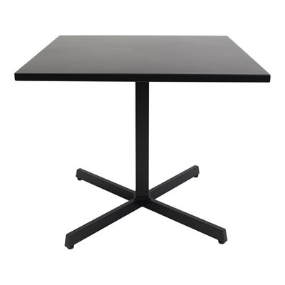 Table de patio 36 po x 36 po en métal noir avec plateau carré et base en X pour l'extérieur, H 30 po x l 36 po x P 36 po