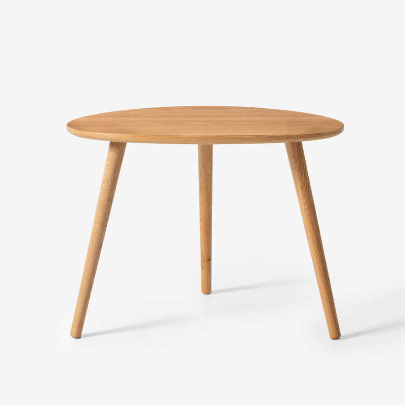 25"W Solid Oak  Mid-Century Modern Oval Side Table, 19.7" H x 25.6" W x 25.6" D, Oak