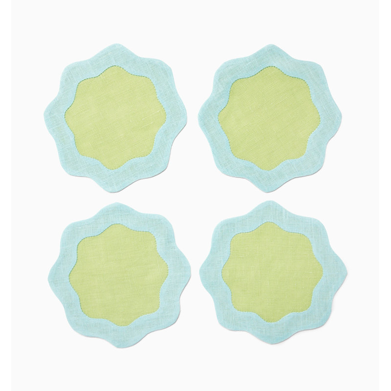 Ondulato Linen Novelty Napkins, Kiwi/Clear Water