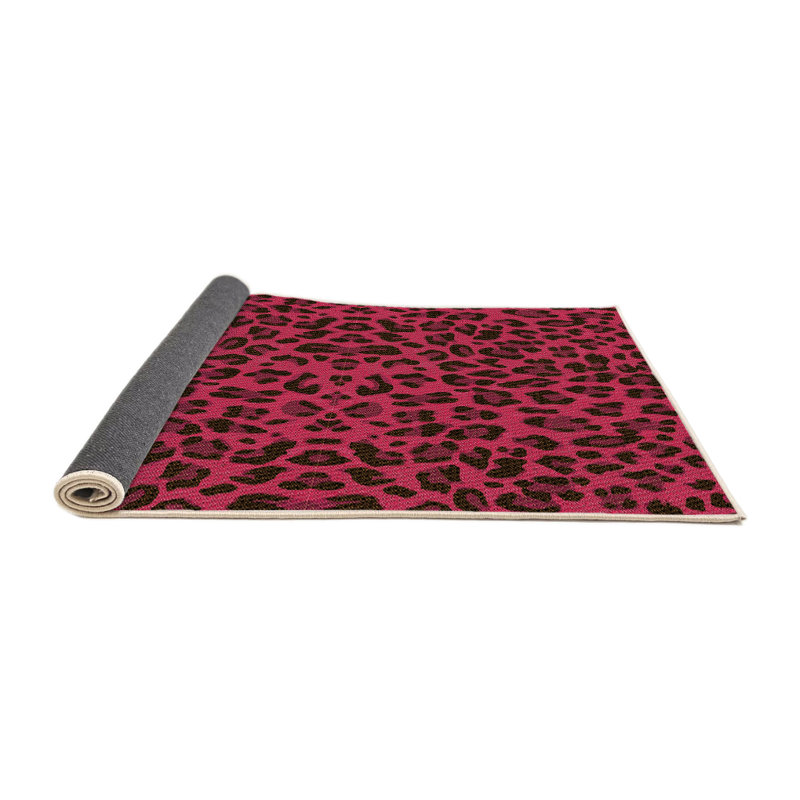 Tapis en laine rose / noir, Rond 8 pi