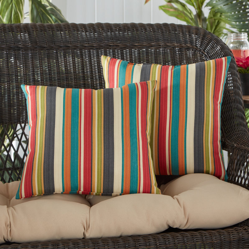 Housse de coussin d'extérieur carré Covington, Rayures crépuscule