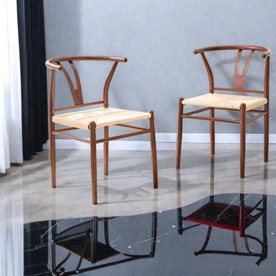 Chaises de salle à manger confortables, ensemble de cuisine moderne tissé en corde métallique