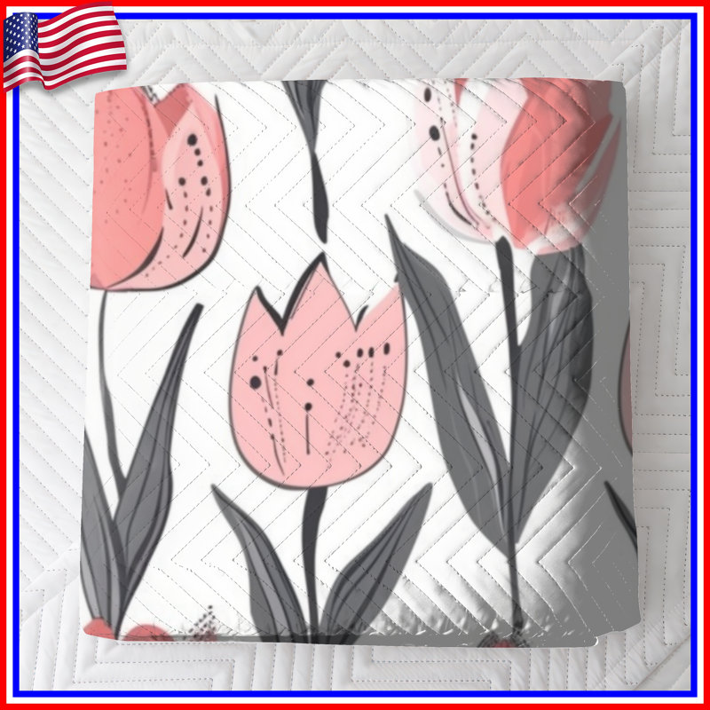 Couvre-lit matelassé rose tulipe, Double
