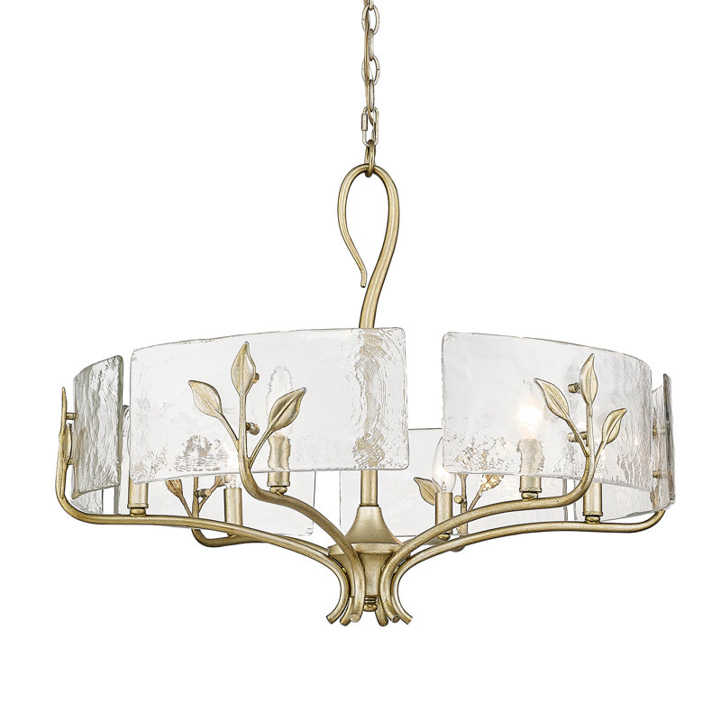 Lustre tambour 6 lumières à intensité variable Tiah, Or blanc