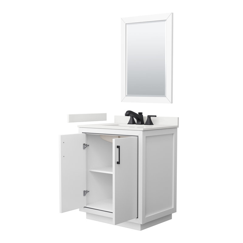 30'' W Single Vanity, White Quartz, Satin Bronze, White