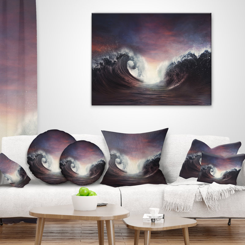 Coussin de partie foncé avec coussins colorés seascape, Square 16" x 16"