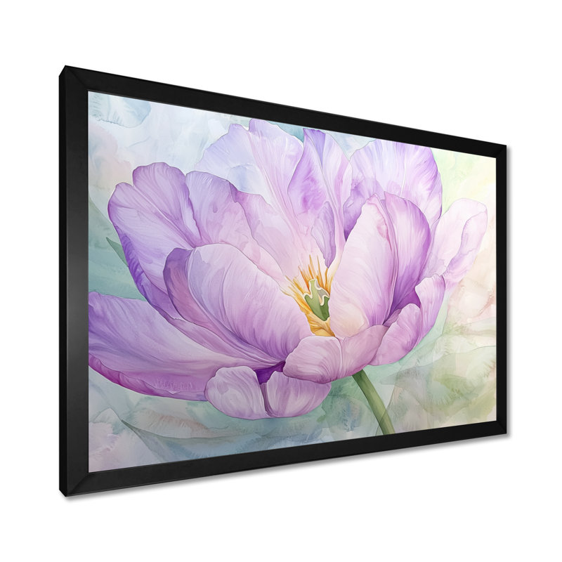 Fleur d'été de tulipe mauve II, Reproduction encadrée d'une seule photo sans pass, Noir, H 12 po x l 20 po