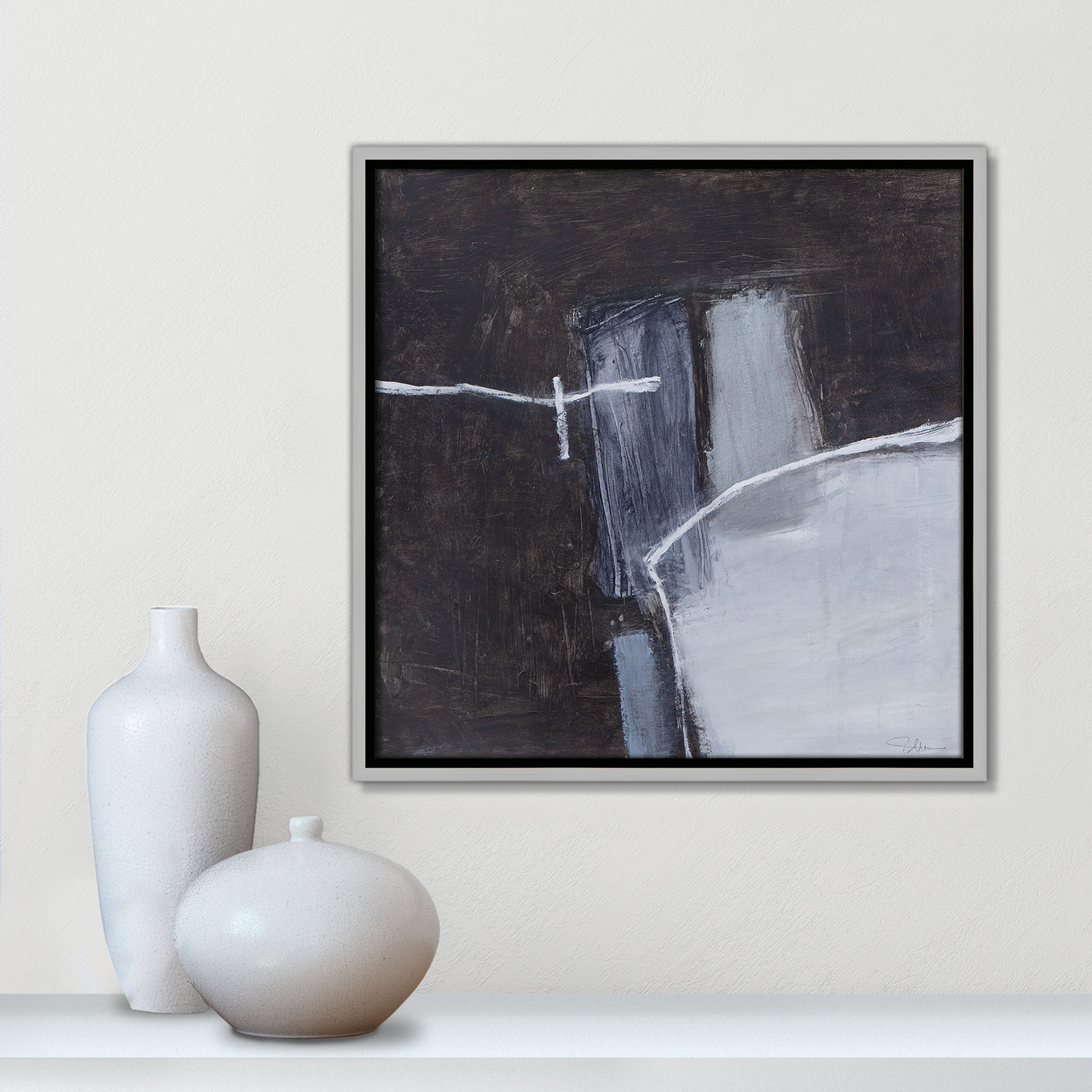 Graphite Gemstones Collection "Graphite Gemstones I" Print, Silver, 17.5" H x 17.5" W