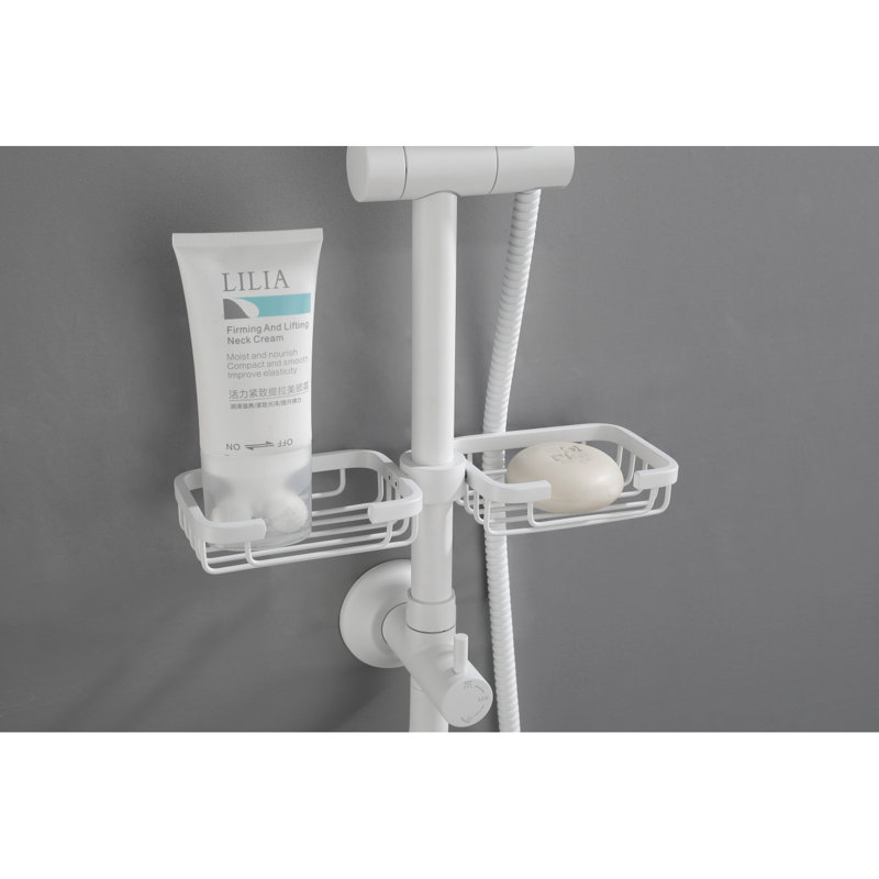 Showerspas Shower System, With 10" Rain Showerhead, 4-Function Hand Shower, Adjustable Slide Bar And Soap Dish, White