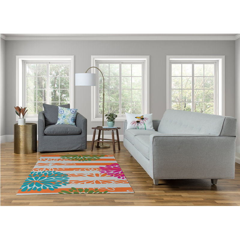 Chenille Floral Indoor Rug, Rectangle 4' x 6'