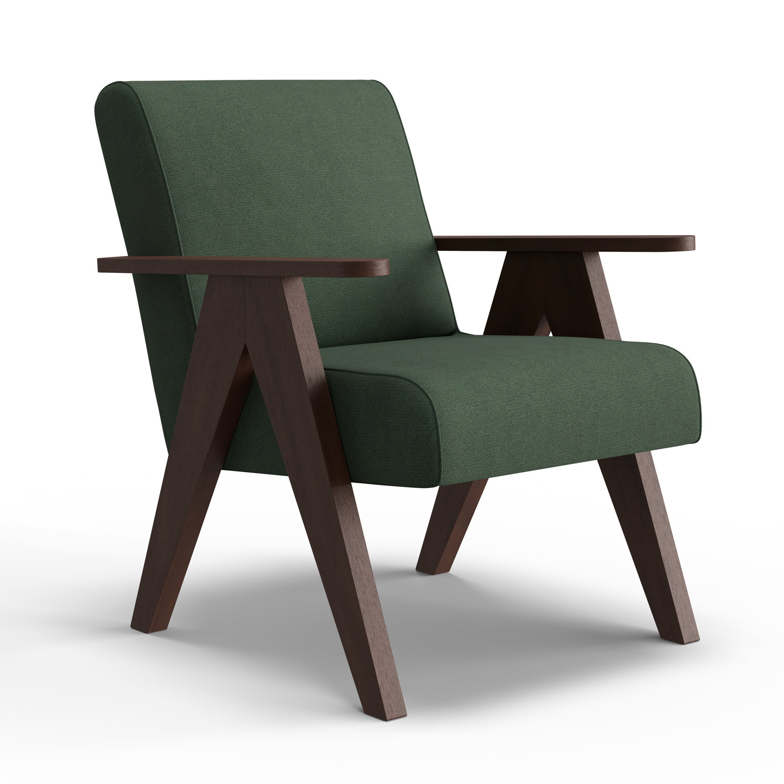 Luna Upholstered Jeanneret Accent Chair, Dark Walnut, Pine