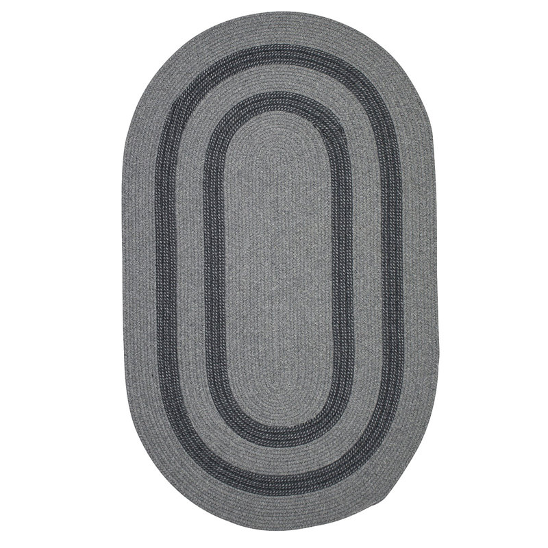 Van Cleef Hand-Woven Wool Gray Area Rug, Oval 5' x 8'
