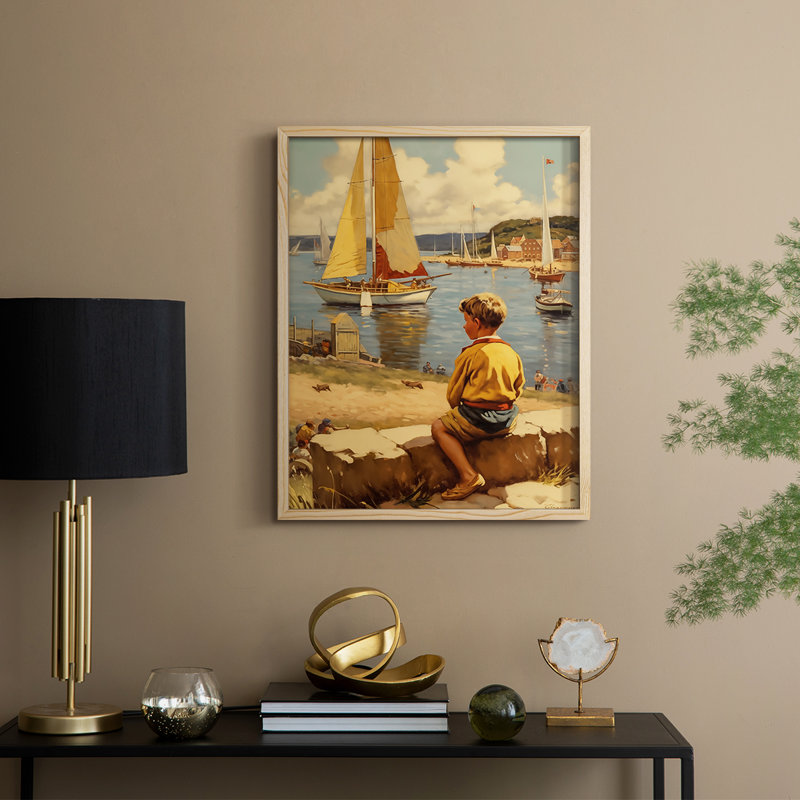 NAUTICAL Series DC III, reproduction encadrée - bois massif, Naturel, H 21 po x l 17 po