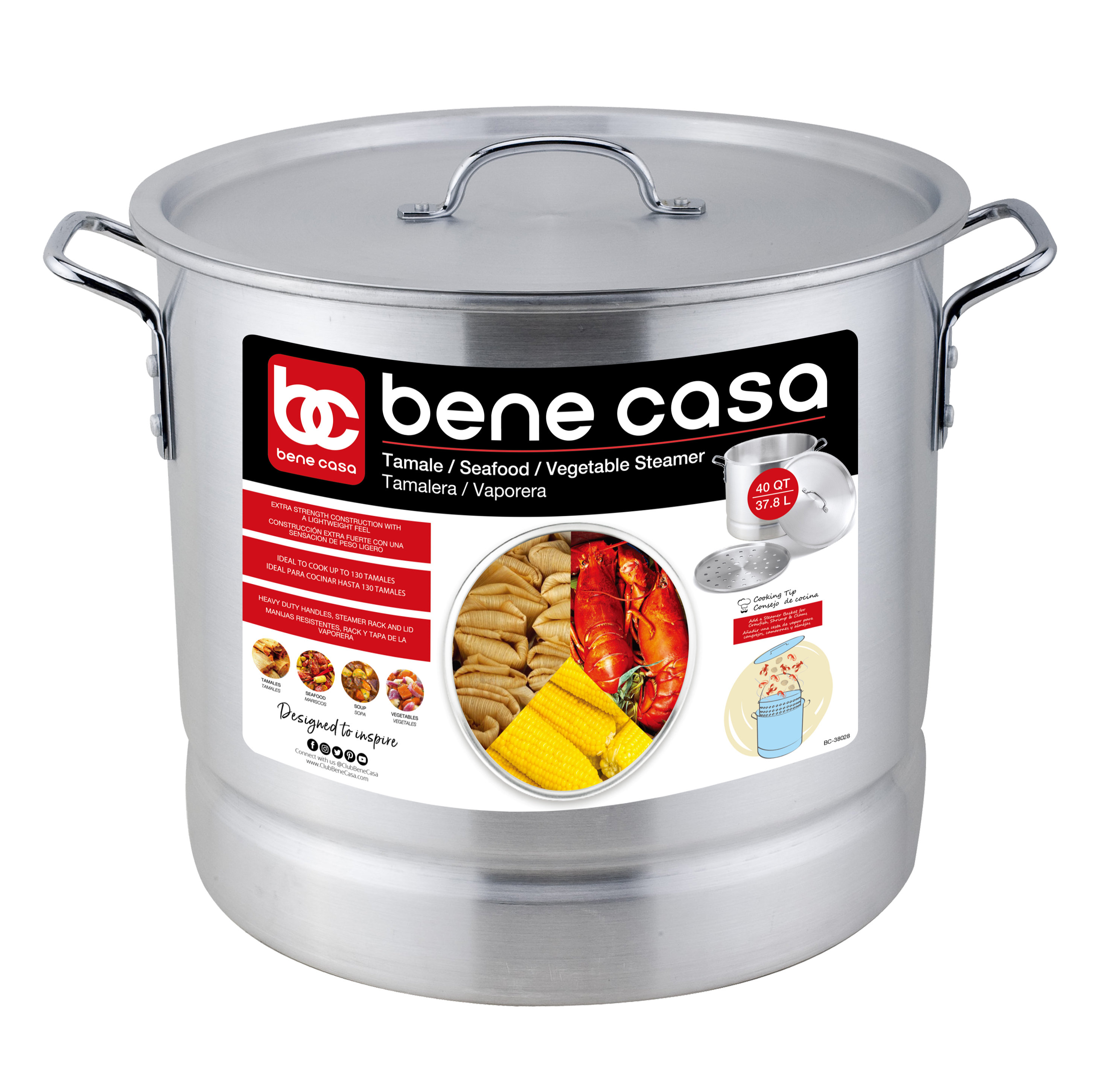 Bene Casa 2-Quart aluminum sauce pan w/ wooden handle, double spout, e