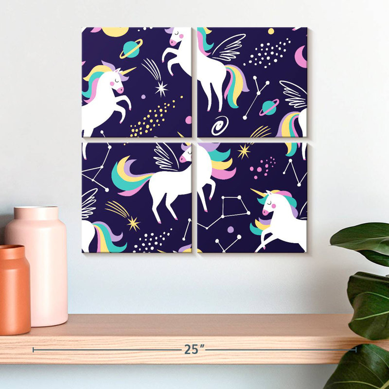 Galaxy And Unicorns, 18" H x 18" W