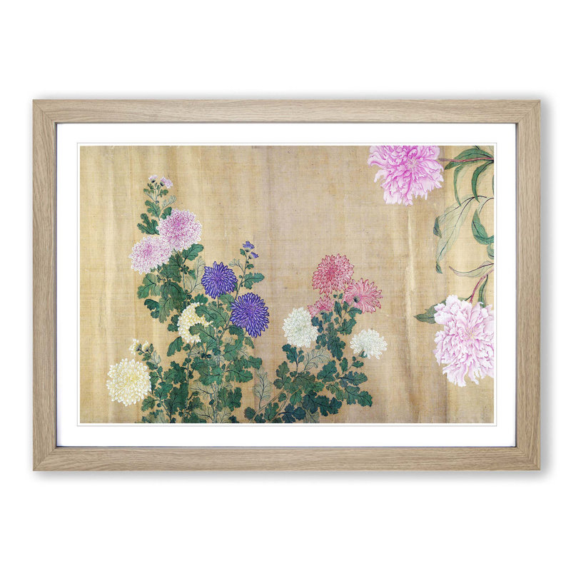 One Hundred Flowers Vol.3 by Yun Shouping - Picture Frame Painting Print, Oak Framed, 27cm H x 36cm W x 2cm D