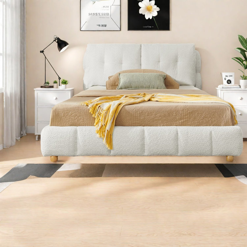 Lits Cloud Comfort, cadre rembourré moderne Queen Boucle pour la maison