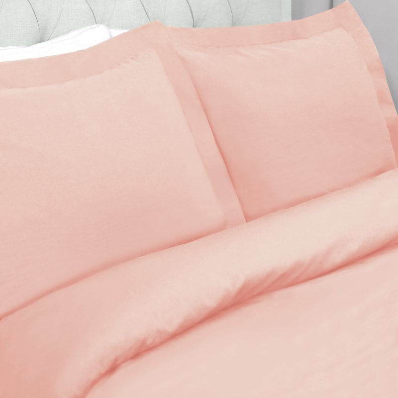 Superior Quality 300-Thread Count 100% Cotton Percale Duvet Cover Set, King / California King Duvet Cover + 2 Shams, Blush