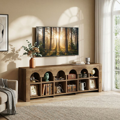 63" TV Stand For 65/70/75-Inch Tvs, Farmhouse Entertainment Center With 12 Cubbies